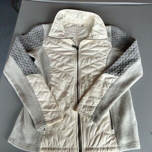 Prana Women's Cream and Gray Puffer Jacket